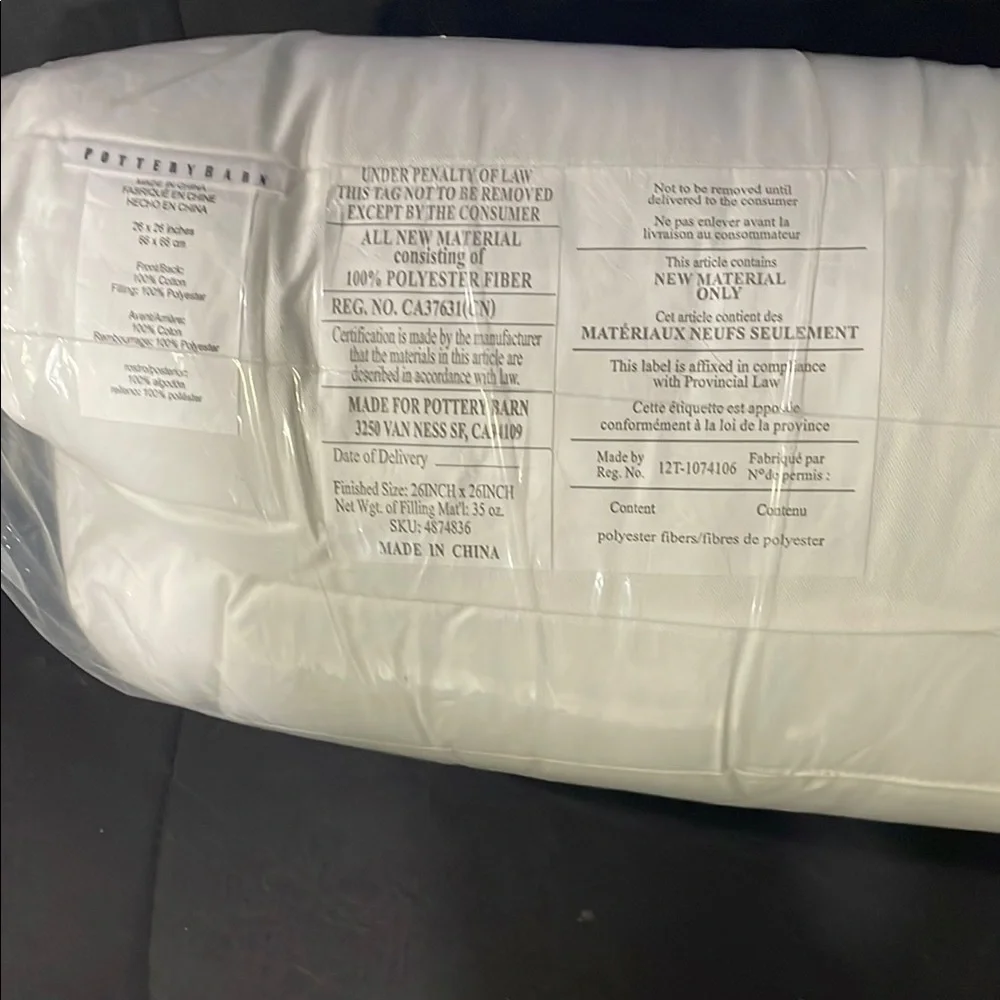 POTTERYBARN White Bedding Pillow